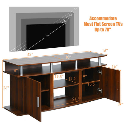 63 Inch TV Entertainment Console Center with 2 Cabinets, Walnut Entertainment Centers & TV Stands at Gallery Canada