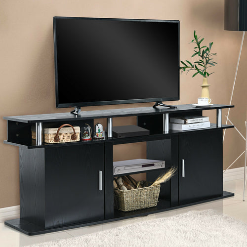 63 Inch TV Entertainment Console Center with 2 Cabinets, Black