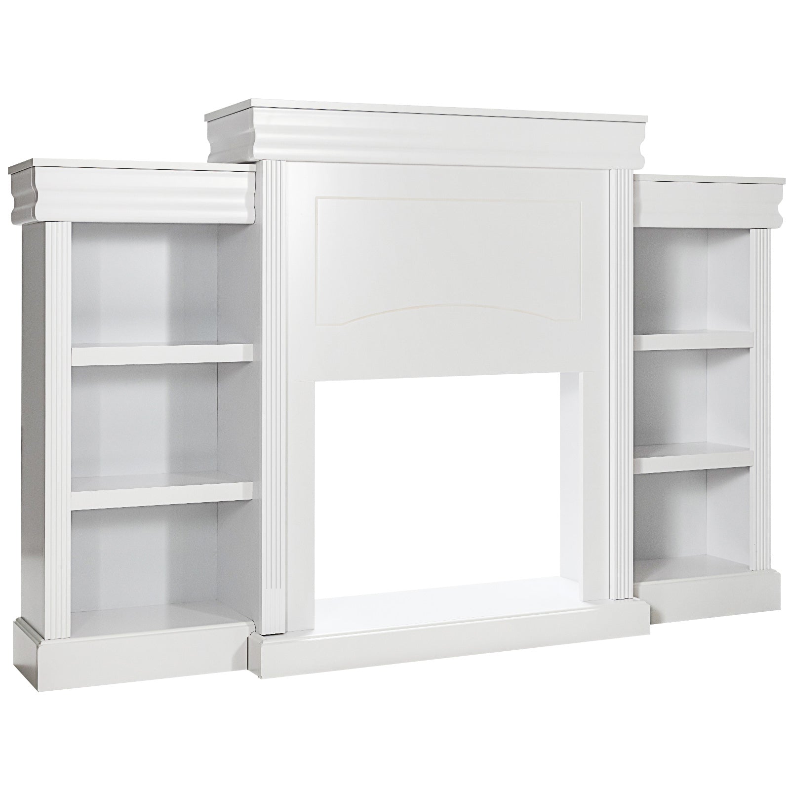 70 Inch Modern Fireplace Media Center With Bookcase, White Entertainment Centers & TV Stands White at Gallery Canada