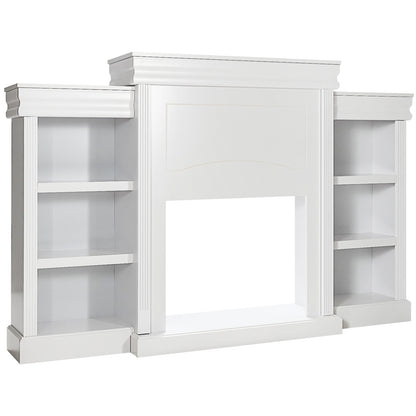 70 Inch Modern Fireplace Media Center With Bookcase, White Entertainment Centers & TV Stands White at Gallery Canada
