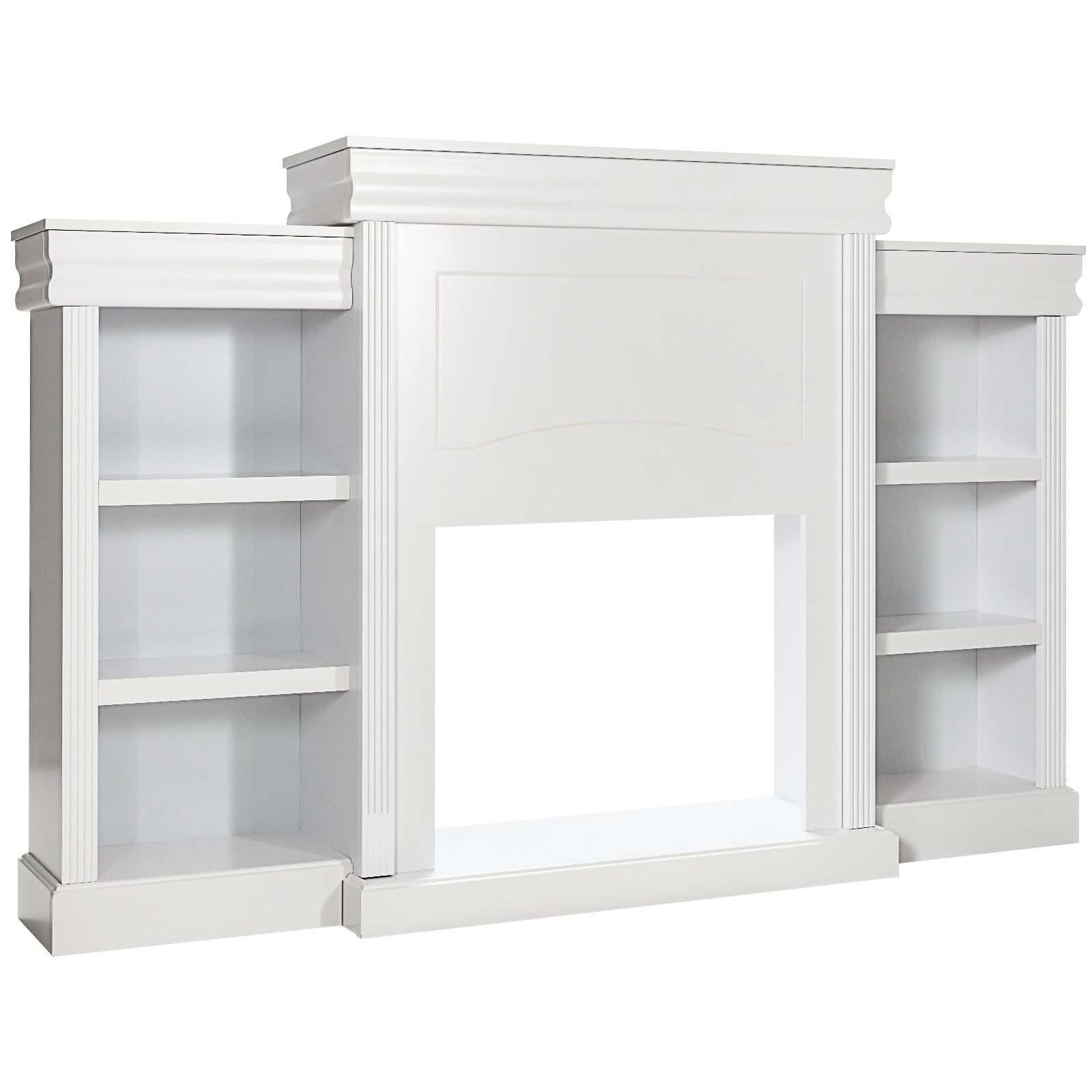 70 Inch Modern Fireplace Media Center With Bookcase, White Entertainment Centers & TV Stands at Gallery Canada