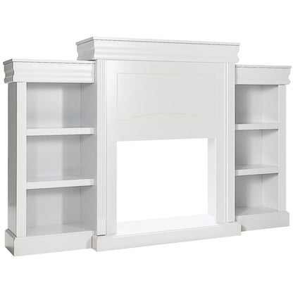 70 Inch Modern Fireplace Media Center With Bookcase, White Entertainment Centers & TV Stands at Gallery Canada