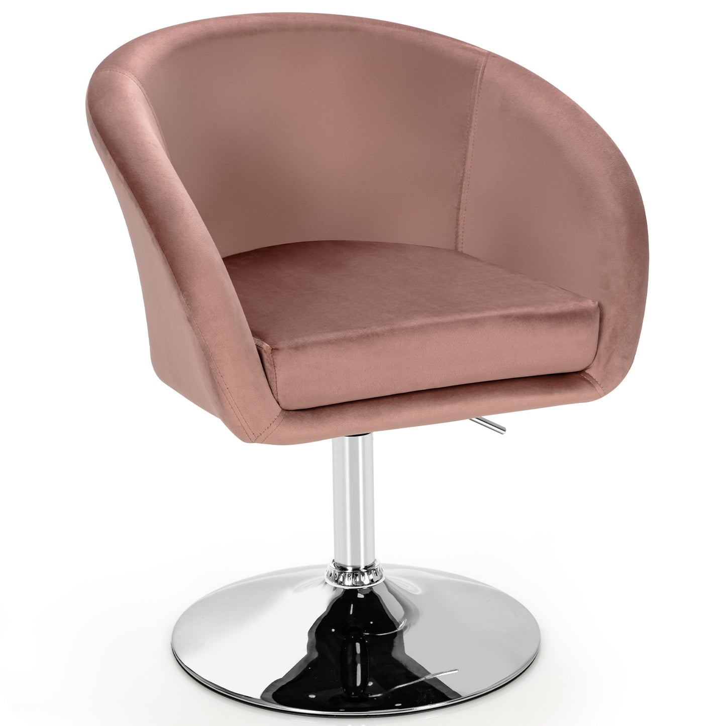 360 Degree Swivel Makeup Stool Accent Chair with Round Back and Metal Base, Pink Accent Chairs at Gallery Canada