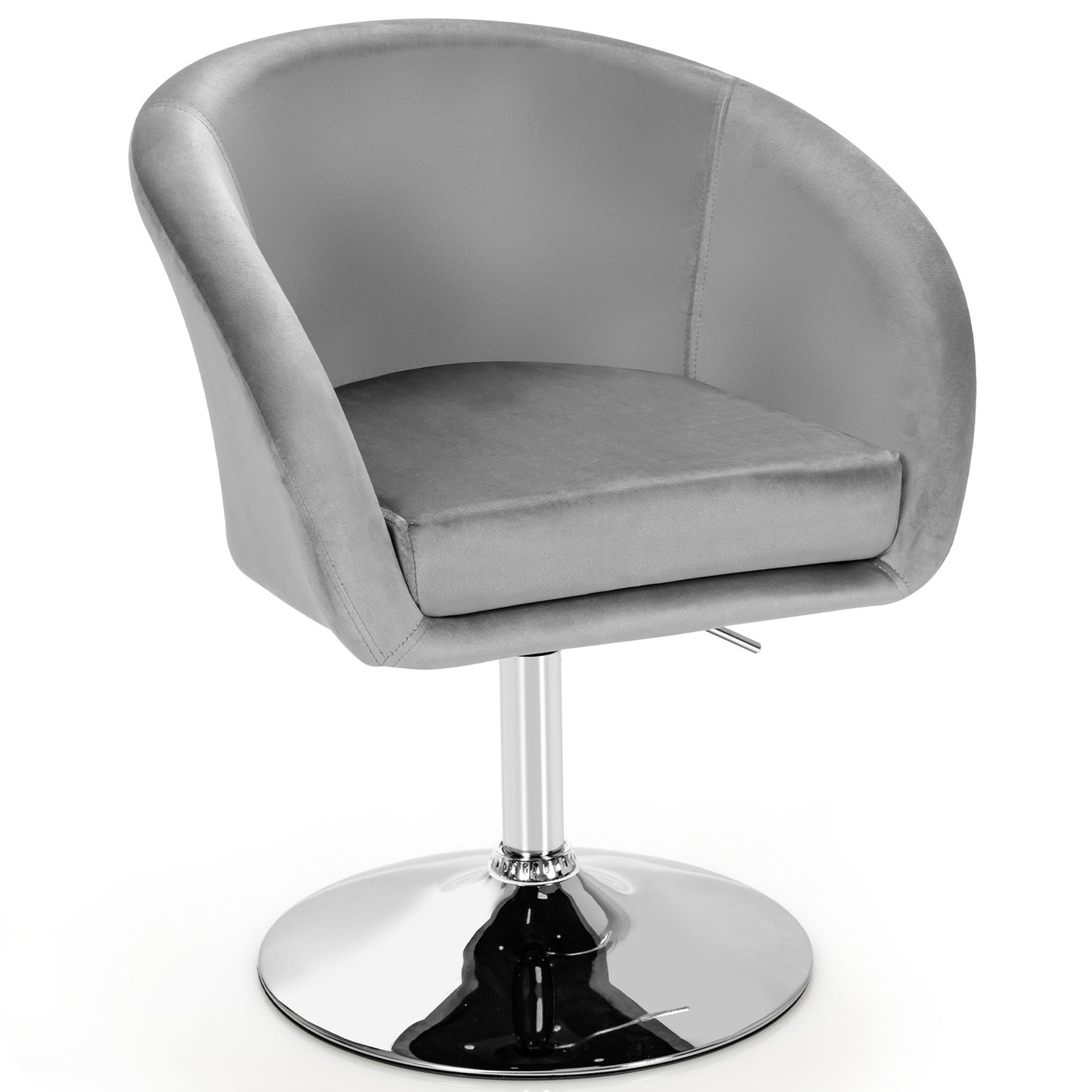 360 Degree Swivel Makeup Stool, Round Back, Metal Base, Gray Accent Chairs at Gallery Canada