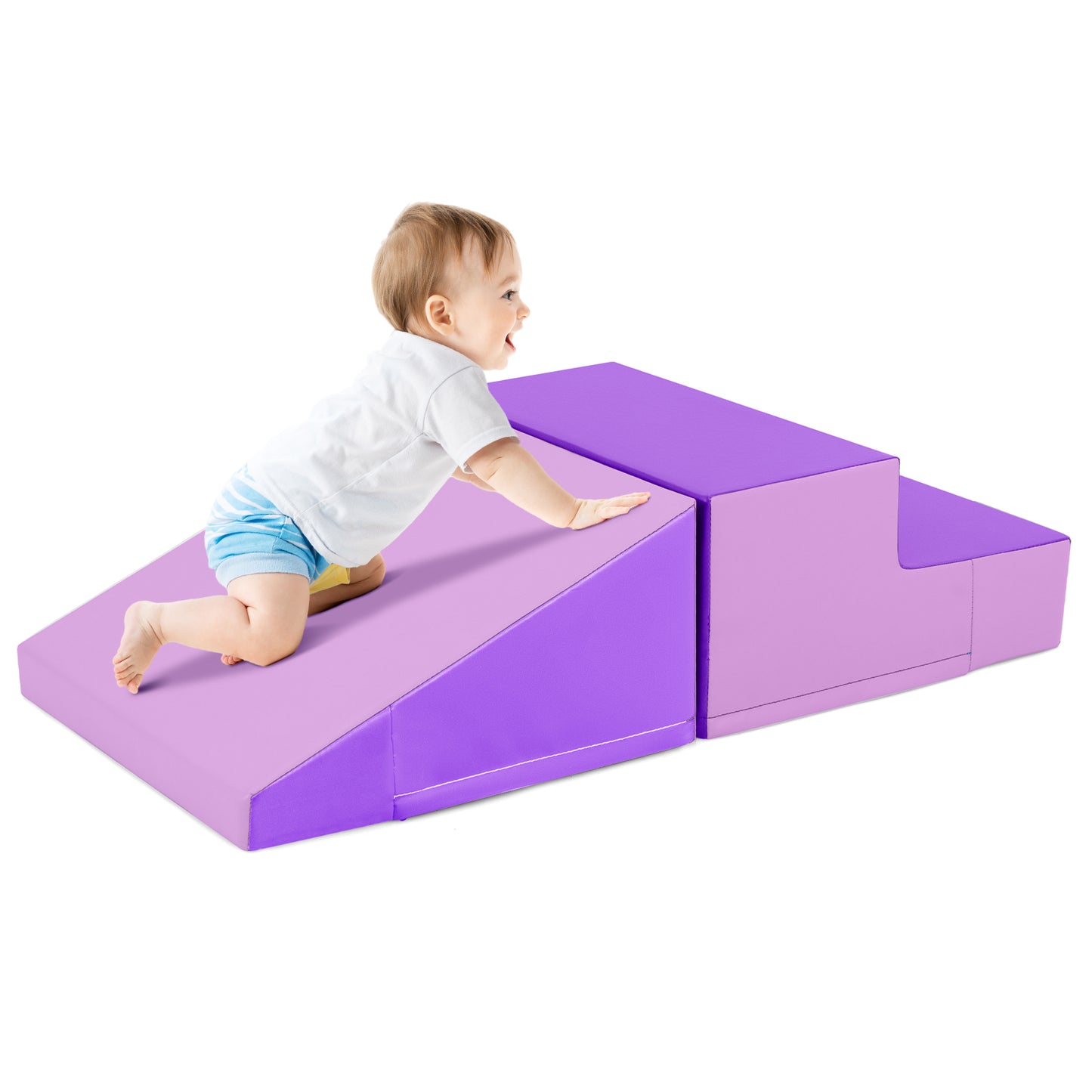 2-Piece Step and Slide Climber for Infants and Toddlers Baby Soft Play Set Foam Blocks, Purple Climbers & Slides Purple at Gallery Canada