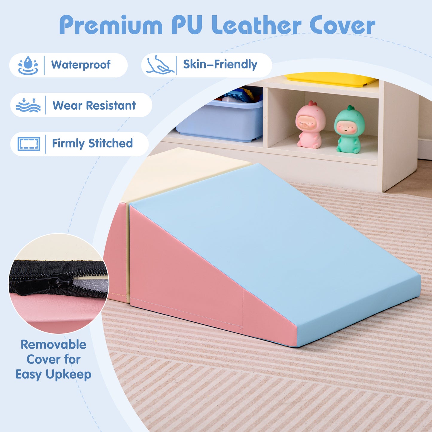 2-Piece Step and Slide Climber for Infants and Toddlers Baby Soft Play Set Foam Blocks, Pink & Blue Climbers & Slides at Gallery Canada