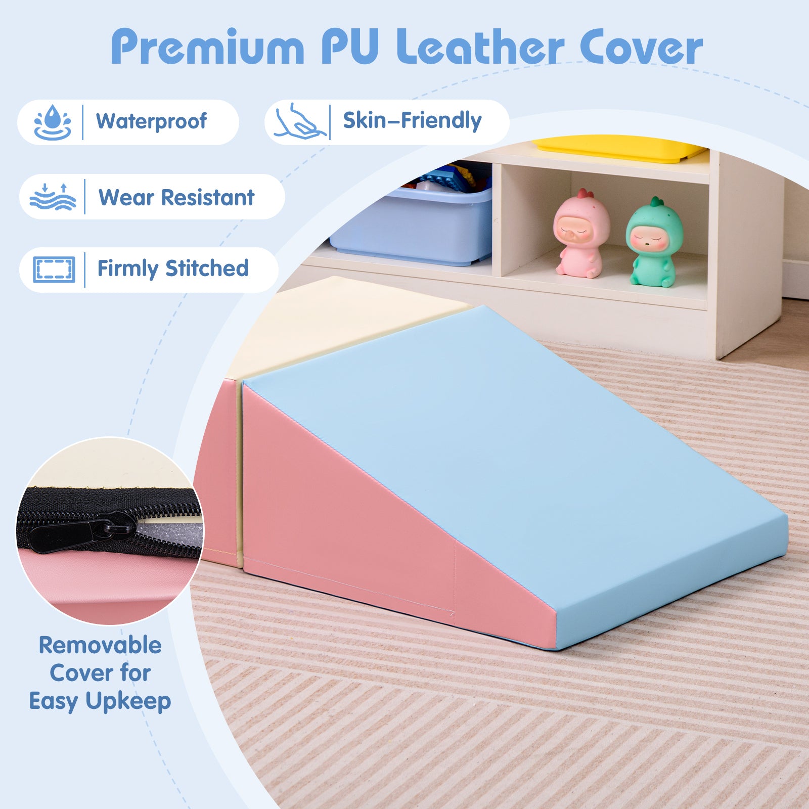 2-Piece Step and Slide Climber for Infants and Toddlers Baby Soft Play Set Foam Blocks, Pink & Blue Climbers & Slides at Gallery Canada