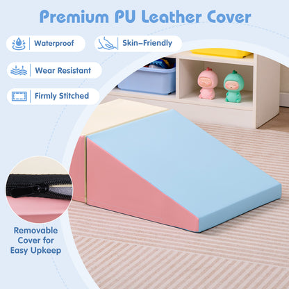 2-Piece Step and Slide Climber for Infants and Toddlers Baby Soft Play Set Foam Blocks, Pink & Blue Climbers & Slides at Gallery Canada