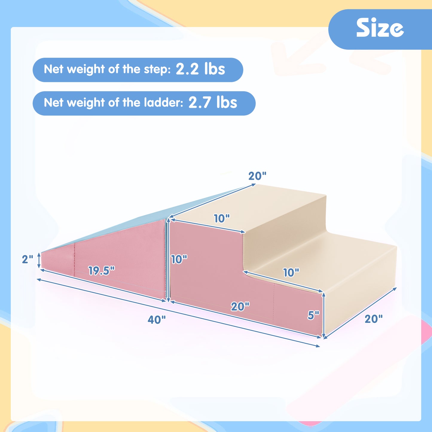 2-Piece Step and Slide Climber for Infants and Toddlers Baby Soft Play Set Foam Blocks, Pink & Blue Climbers & Slides at Gallery Canada