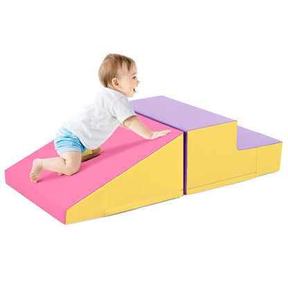 2-Piece Step and Slide Climber for Infants and Toddlers Baby Soft Play Set Foam Blocks, Yellow Climbers & Slides Yellow at Gallery Canada