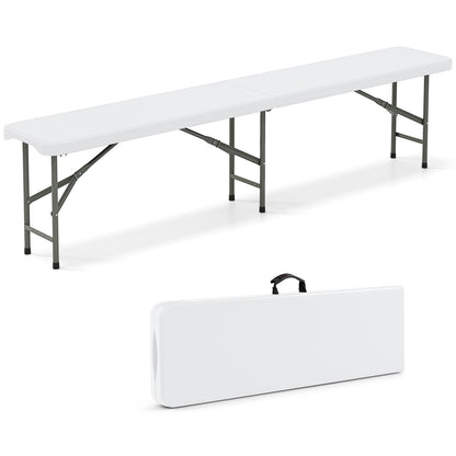 6 Feet Plastic Folding Bench With Handle, Lock, White Camping Furniture White at Gallery Canada