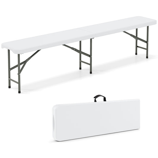 6 Feet Plastic Folding Bench With Handle, Lock, White Camping Furniture White at Gallery Canada