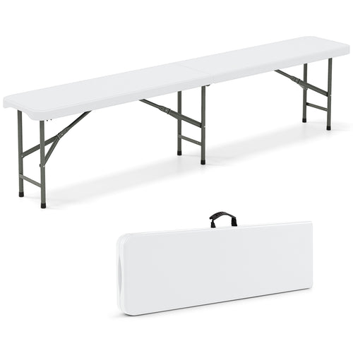 6 Feet Plastic Folding Bench With Handle, Lock, White