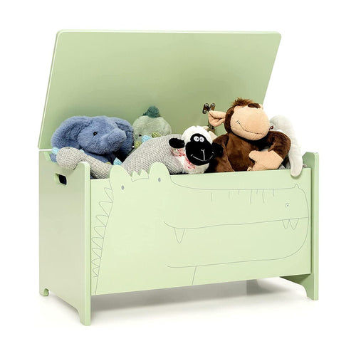 Wooden Kids Toy Box, Safety Hinge, Green