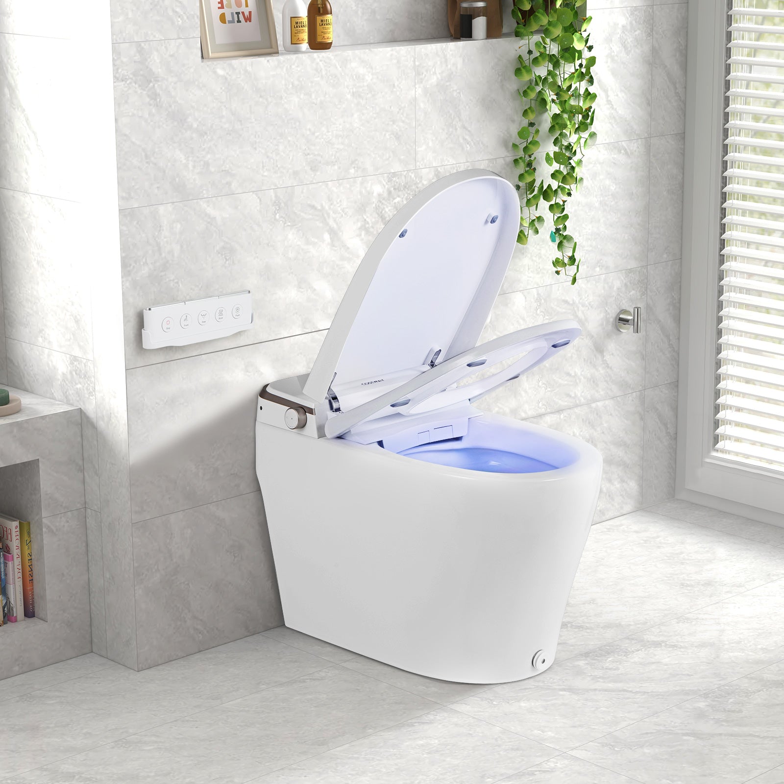 Elongated Bidet Toilet with Adjustable Heated Seat, White Toilet at Gallery Canada