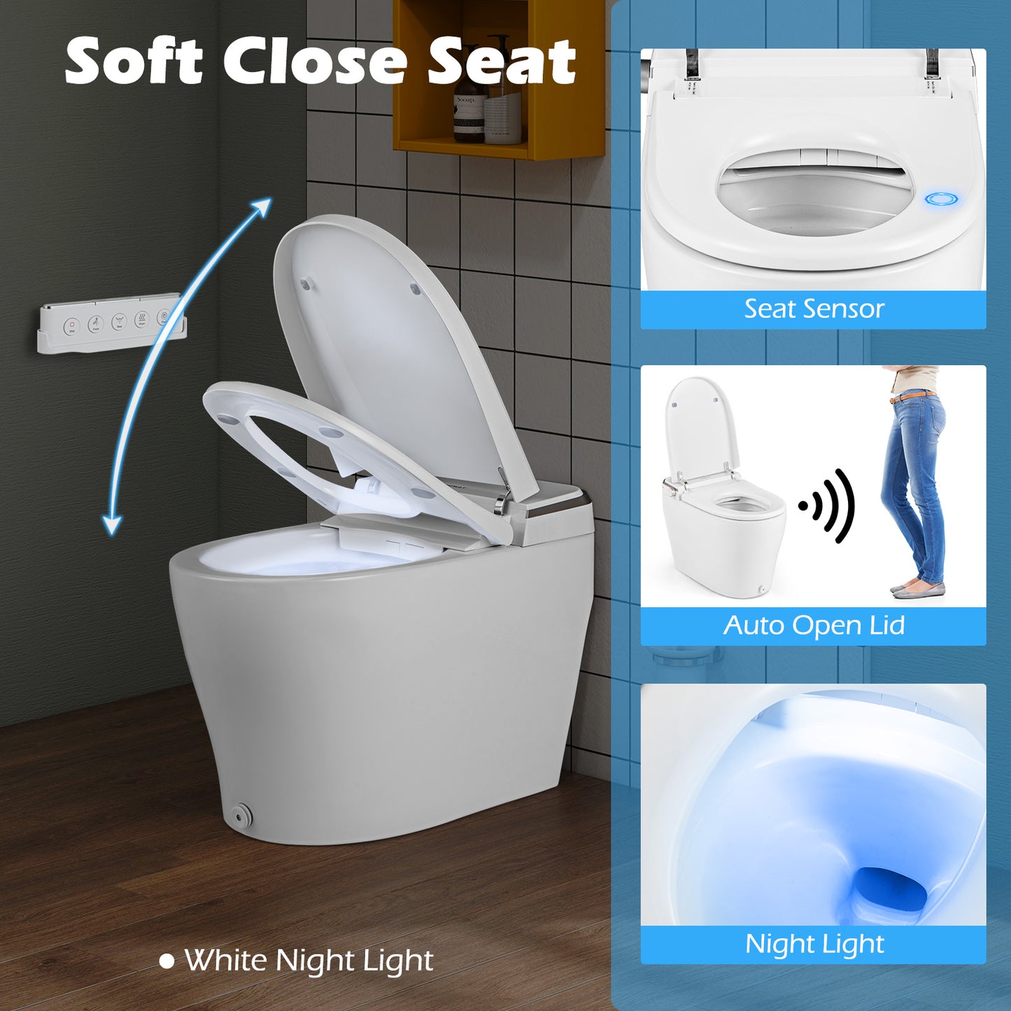 Elongated Bidet Toilet with Adjustable Heated Seat, White Toilet at Gallery Canada