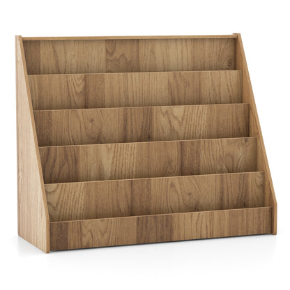 5-Tier Kids Bookshelf with Deep Compartments and Stable Baby Book Case, Natural Kids Storage Natural at Gallery Canada