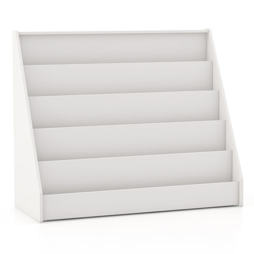 5-Tier Kids Bookshelf with Deep Compartments and Stable Baby Book Case, White