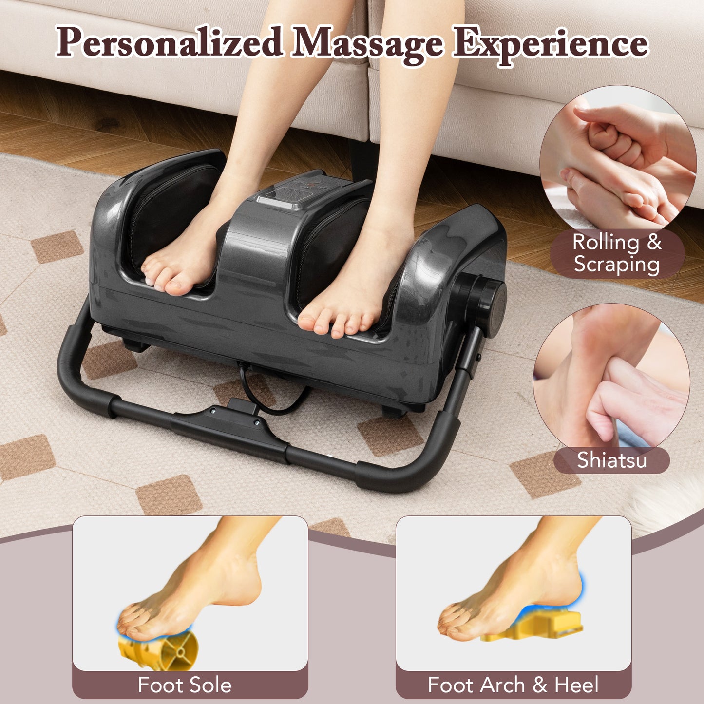 Foot and Calf Massager with Heat Shiatsu Deep Kneading Rolling Smart Electric Leg Massager-Grey, Gray Foot Massager at Gallery Canada