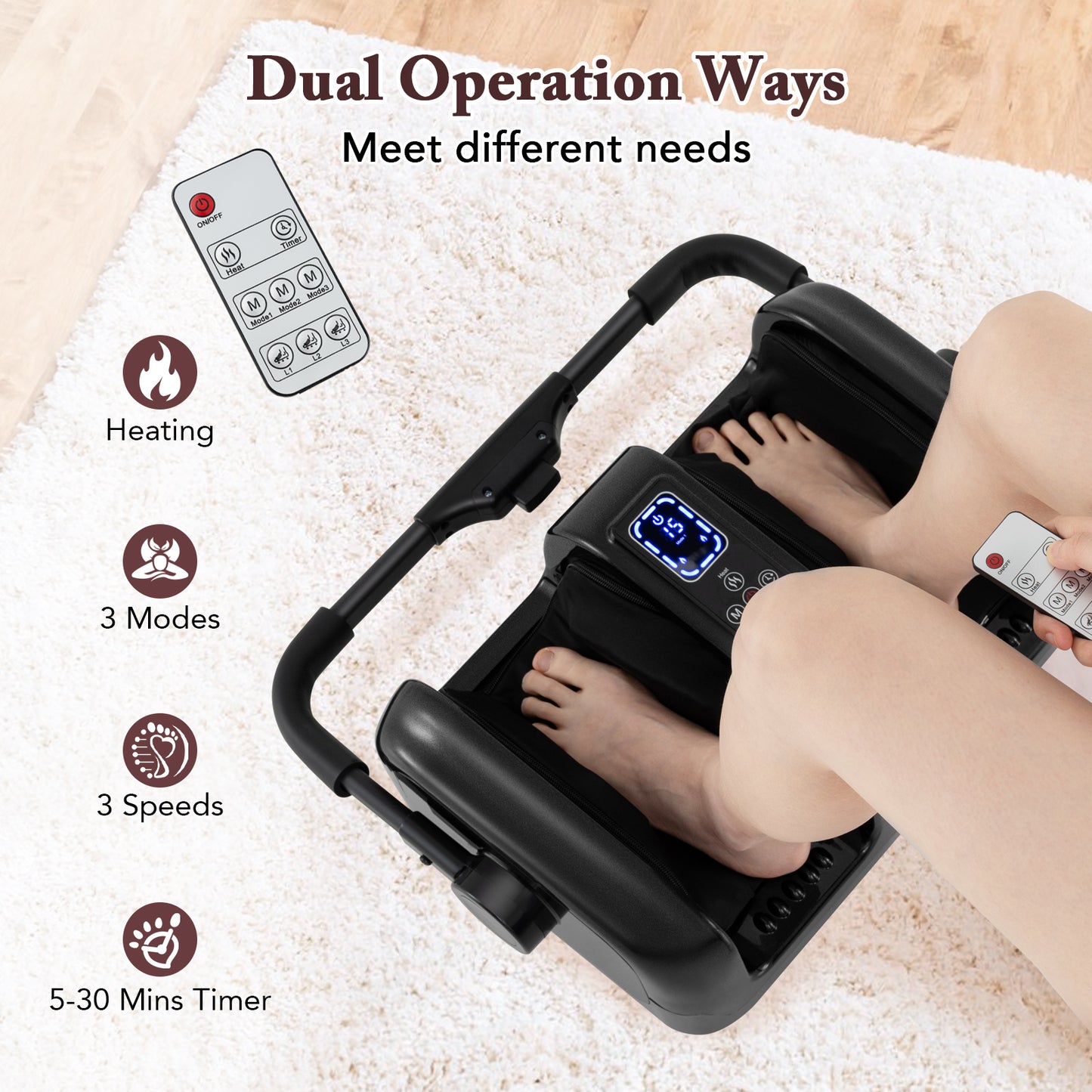 Foot and Calf Massager with Heat Shiatsu Deep Kneading Rolling Smart Electric Leg Massager, Black Foot Massager at Gallery Canada