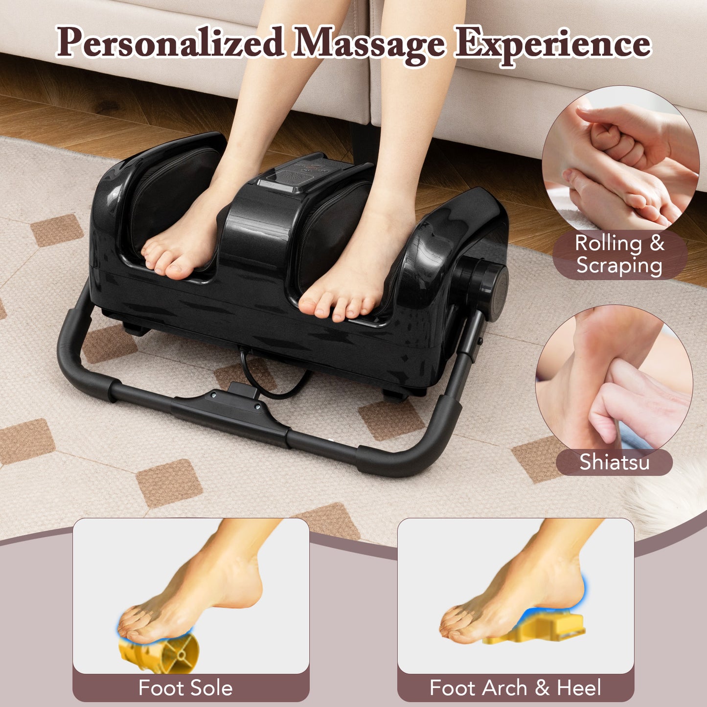 Foot and Calf Massager with Heat Shiatsu Deep Kneading Rolling Smart Electric Leg Massager, Black Foot Massager at Gallery Canada