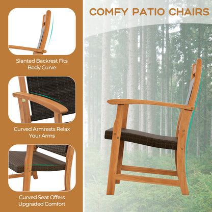 3-Piece Rattan Bistro Set, Acacia Wood Frame, Brown Patio Conversation Sets at Gallery Canada