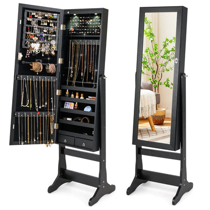 Lockable Jewelry Cabinet Armoire, Full-Length Mirror, Lights, Black Jewelry Armoires at Gallery Canada