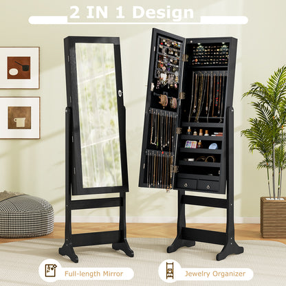 Lockable Jewelry Cabinet Armoire, Full-Length Mirror, Lights, Black Jewelry Armoires at Gallery Canada