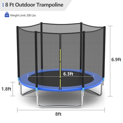 8 feet Safety Jumping Round Trampoline with Spring Safety Pad, Black Trampolines at Gallery Canada