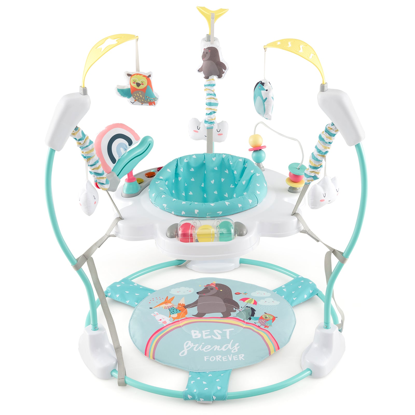 Baby Activity Center Height Adjustable Baby Bouncing Saucer with Interactive Toys, Blue Baby Gyms & Playmats at Gallery Canada