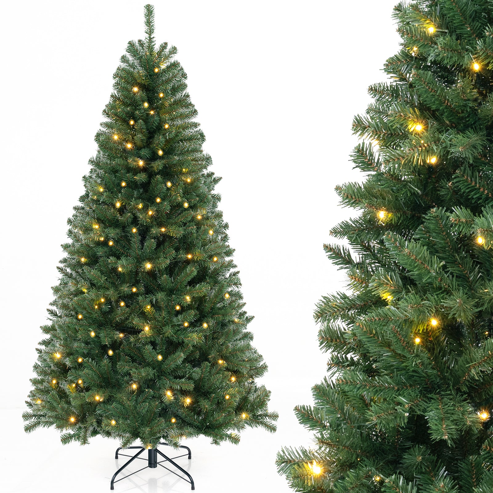 6/7/8 FT Artificial Christmas Tree with 568/830/1182 Branch Tips and 200/250/400 Warm White LED Lights-L, Green Christmas Tree at Gallery Canada