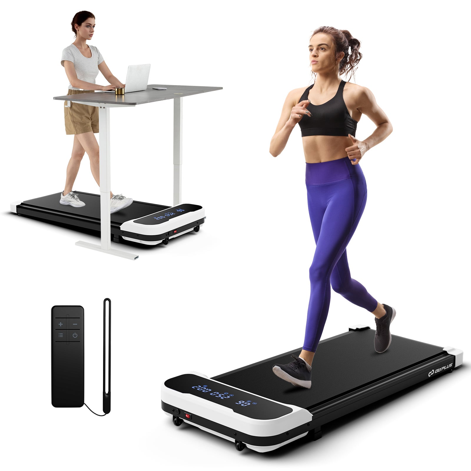 Under Desk Treadmill, 2.5HP, Remote Control, 3 Modes, White Treadmills at Gallery Canada