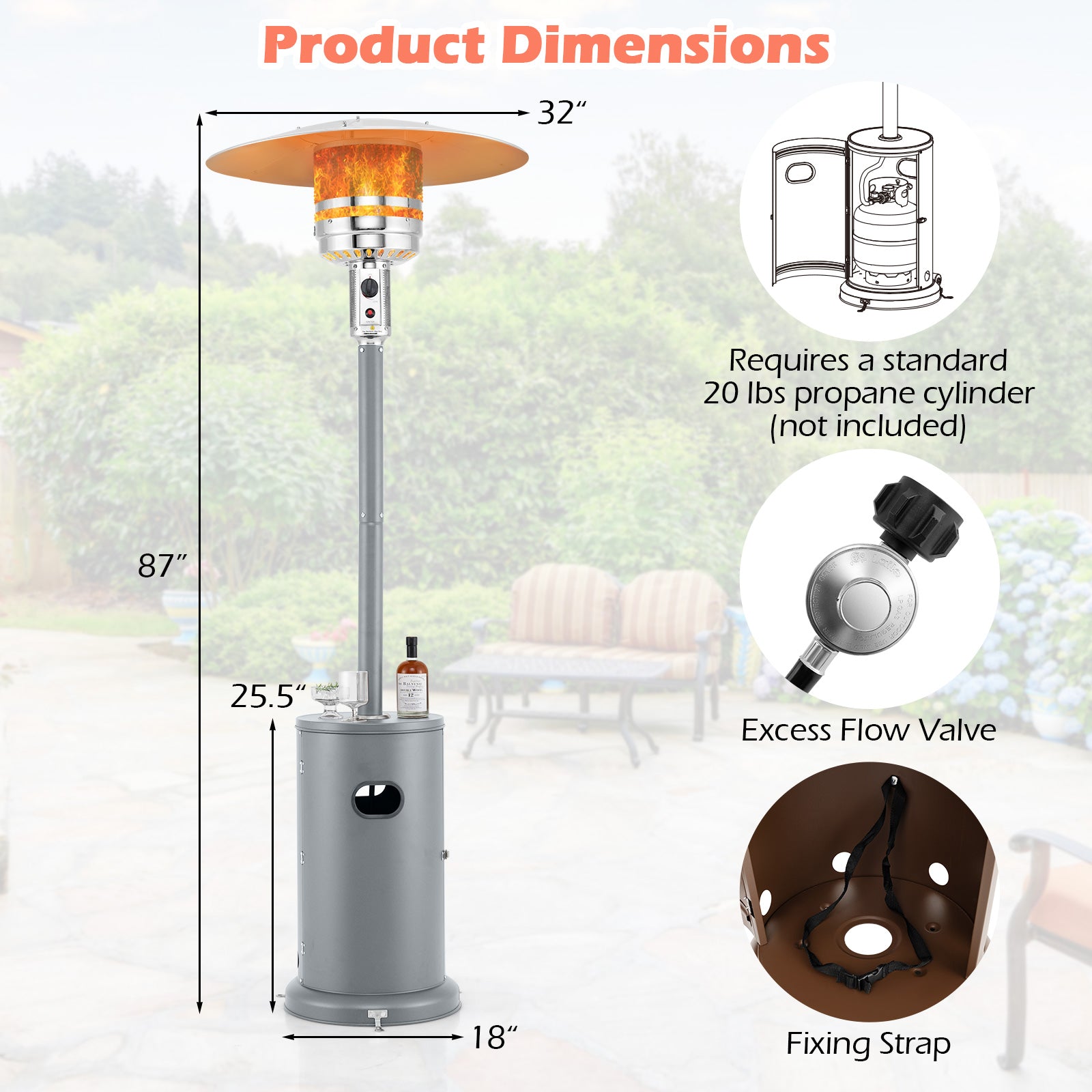 50000 BTU Propane Patio Heater with Round Table Design, Brown Patio Heaters at Gallery Canada