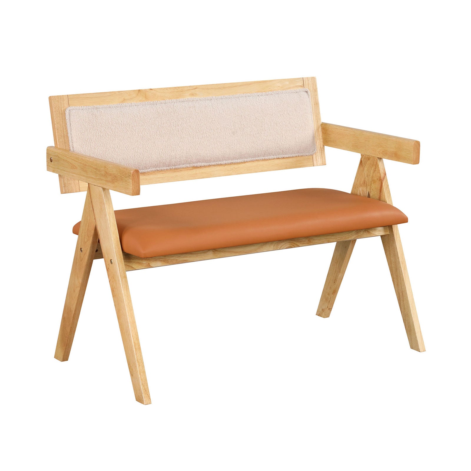 Rubber Wood Dining Bench, Armrest Sherpa Upholstered, Navy Outdoor Benches Navy at Gallery Canada