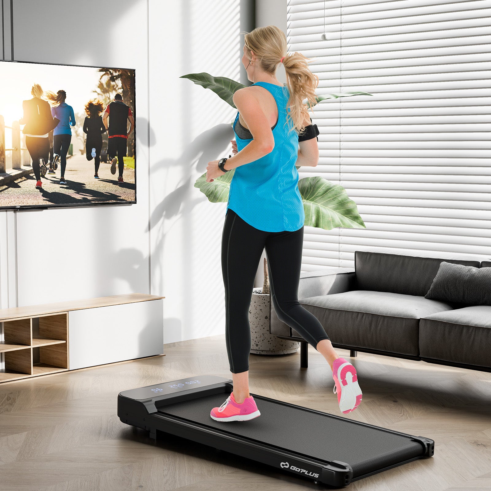 2.5HP Under Desk Treadmill with Remote Control and 3 Countdown Modes, Black Treadmills at Gallery Canada