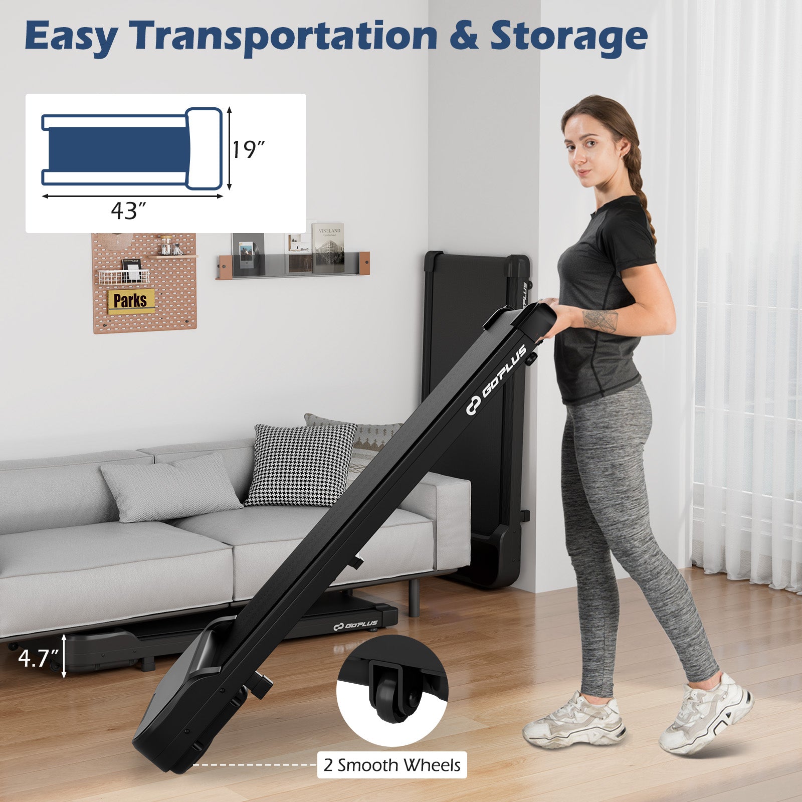 2.5HP Under Desk Treadmill with Remote Control and 3 Countdown Modes, Black Treadmills at Gallery Canada