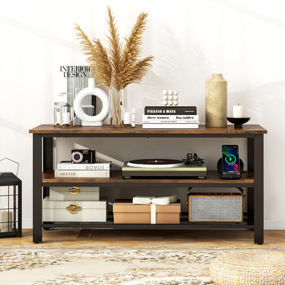 Industrial TV Stand up to 50 Inches with Power Outlets and USB Ports, Rustic Brown Entertainment Centers & TV Stands at Gallery Canada