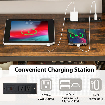 Industrial TV Stand up to 50 Inches with Power Outlets and USB Ports, Rustic Brown Entertainment Centers & TV Stands at Gallery Canada