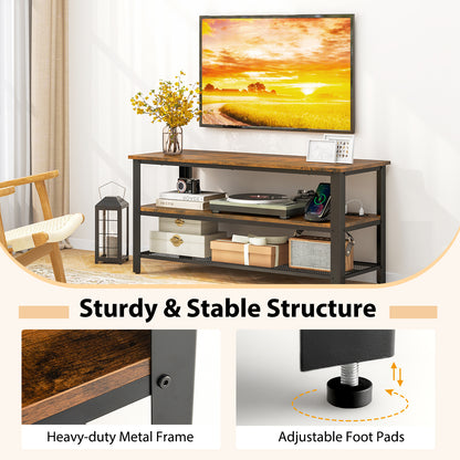 Industrial TV Stand up to 50 Inches with Power Outlets and USB Ports, Rustic Brown Entertainment Centers & TV Stands at Gallery Canada