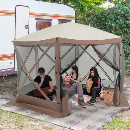 Pop-up Gazebo 6-sided Instant Setup Screen House Hub Tent with Mesh Netting Walls, Coffee Tents at Gallery Canada