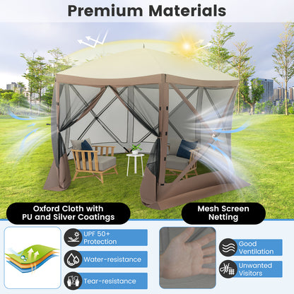 Pop-up Gazebo 6-sided Instant Setup Screen House Hub Tent with Mesh Netting Walls, Coffee Tents at Gallery Canada
