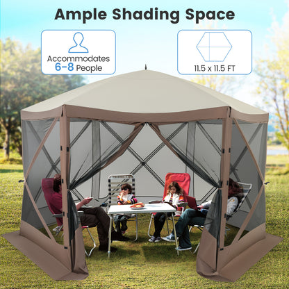 Pop-up Gazebo 6-sided Instant Setup Screen House Hub Tent with Mesh Netting Walls, Coffee Tents at Gallery Canada