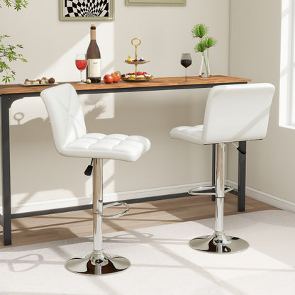 PU Leather Upholstered Bar Stools Set of 2 with Back and Adjustable Height, White Bar Stools at Gallery Canada