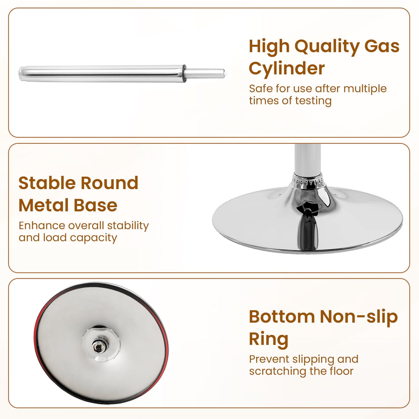 PU Leather Upholstered Bar Stools Set of 2 with Back and Adjustable Height, White Bar Stools at Gallery Canada