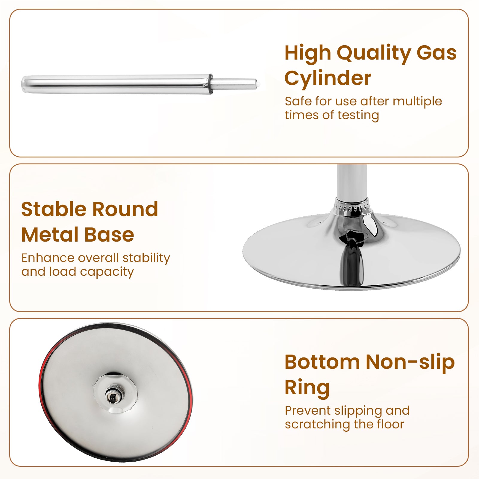 PU Leather Upholstered Bar Stools Set of 2 with Back and Adjustable Height, Brown Bar Stools at Gallery Canada