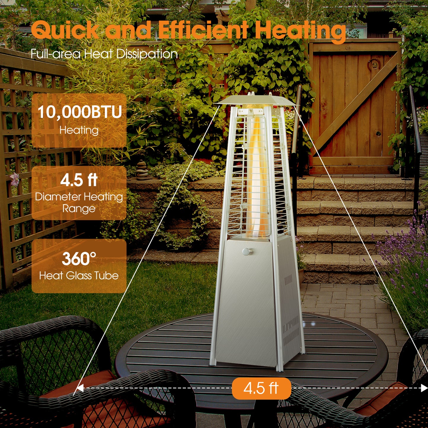 Portable Tabletop Patio Heater, 10000 BTU, Glass Tube, Silver Patio Heaters at Gallery Canada