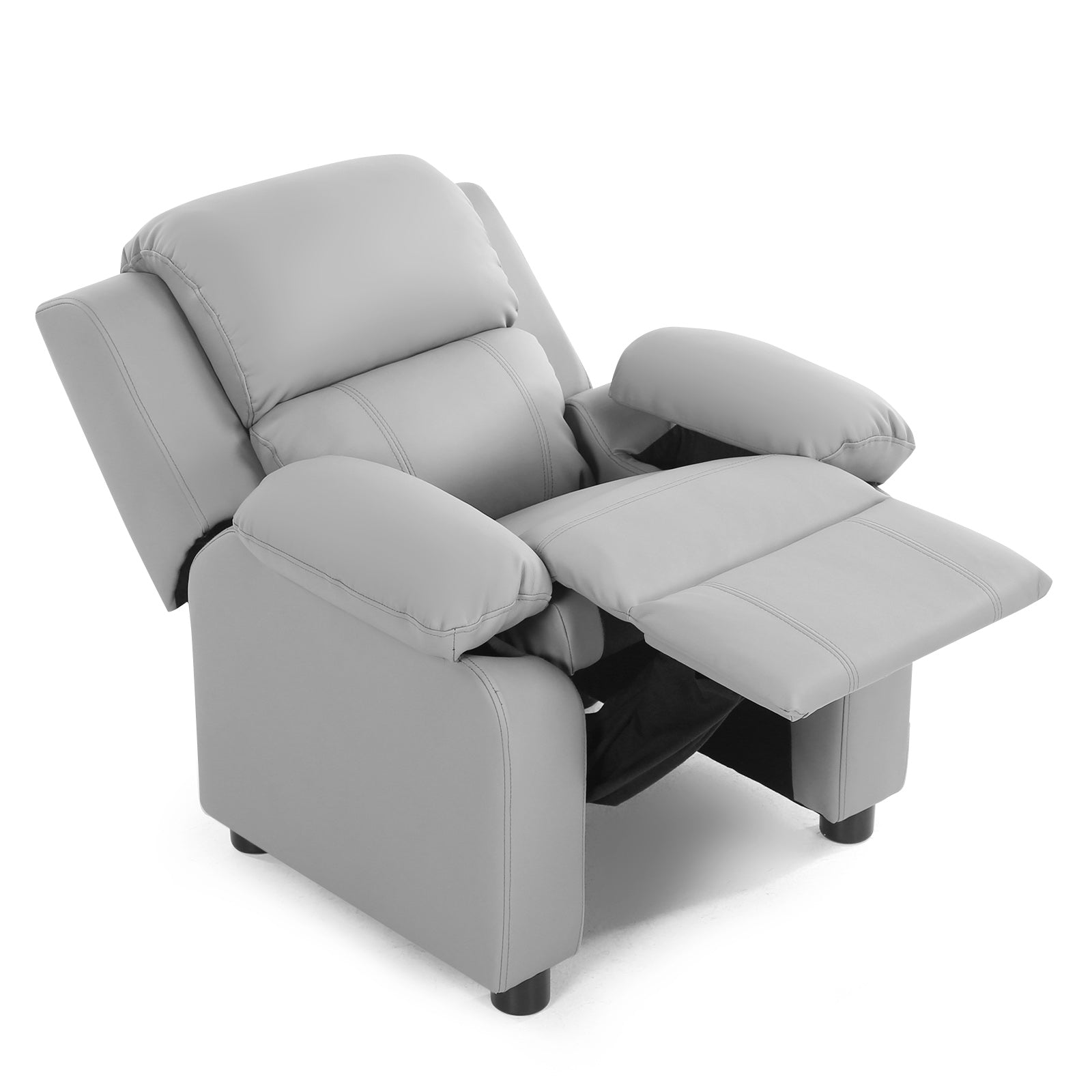 Kids Deluxe Headrest Recliner Sofa Chair with Storage Arms, Gray Kids Chairs & Seating at Gallery Canada