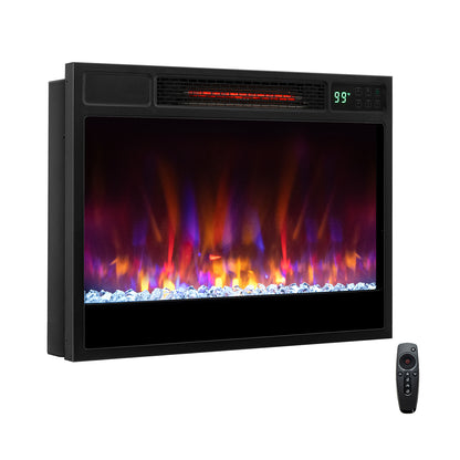 23 Inch 1500W Recessed Electric Fireplace Insert, Remote Control, Black Fireplaces Black at Gallery Canada