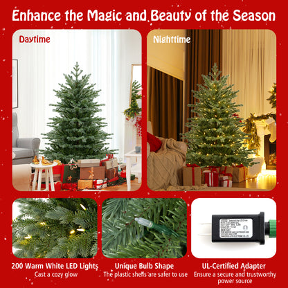 5/6/7 Feet Artificial Christmas Tree, 1426/2116/3156 PVC, 200/300/400 LED Lights, Green Christmas Tree at Gallery Canada