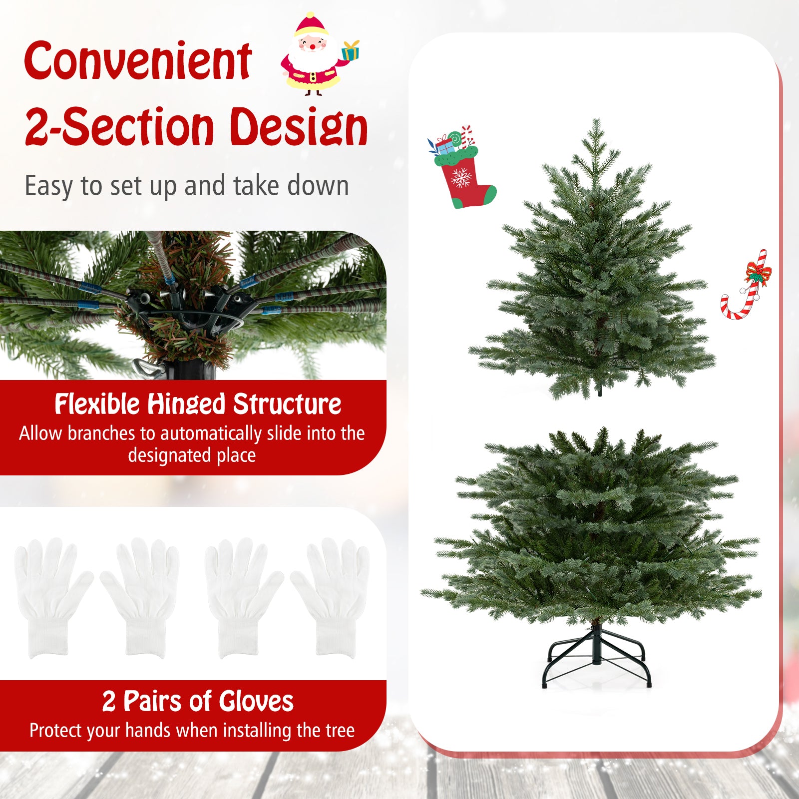 5/6/7 Feet Artificial Christmas Tree, 1426/2116/3156 PVC, 200/300/400 LED Lights, Green Christmas Tree at Gallery Canada